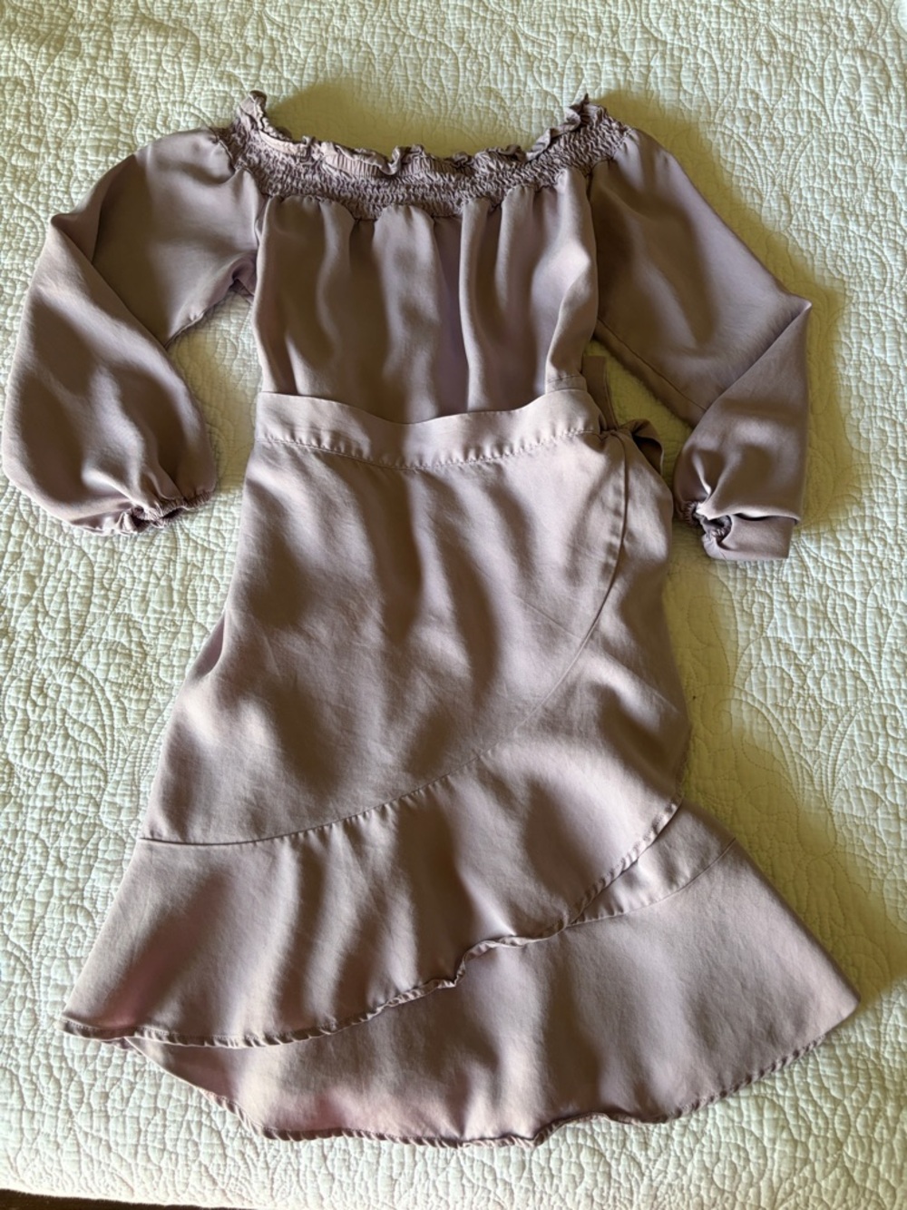 Express Dusty Mauve Off-Shoulder Mini Dress